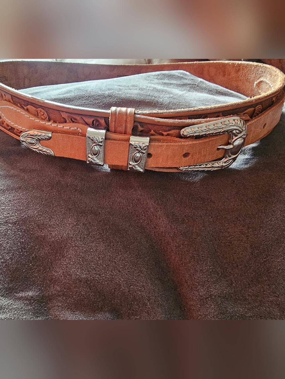 Acorn Oak Leaf Tooled Ranger Belt 70s 80s Sears Vintage Sz. 34